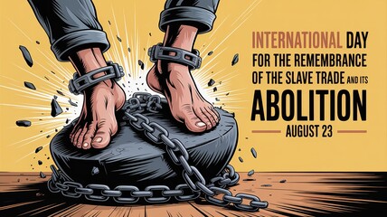 Global solidarity emphasized through symbolic chains breaking for justice.