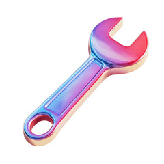 3D rendered wrench icon, vibrant holographic gradient
