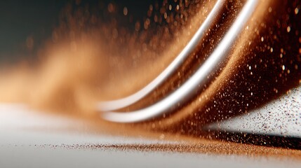 Sparkling bronze dust trails with white curve highlights