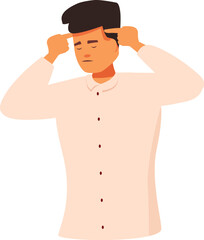 Fototapeta premium Stressed businessman touching temples suffering from headache, migraine or mental exhaustion