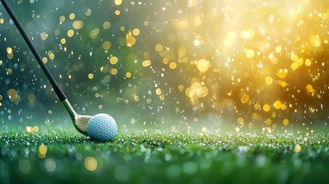 Golf swing in the rain golf course sports action outdoor environment close-up view dynamic motion for seo impact