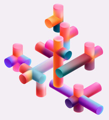  Set of multicolor cylindrical geometric shapes. Collection colorful vector forms.