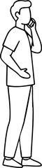 Man standing talking on mobile phone vector illustration in casual pose 