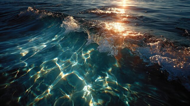 Blue water ripple surface with light reflection and wave texture background