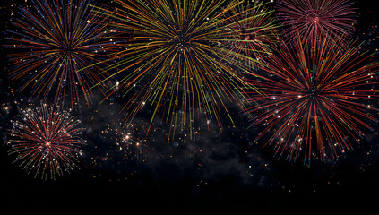 Obraz premium Colorful Fireworks Celebration Night Sky