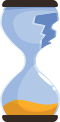 Cracked hourglass with sand flowing, symbolizing expiring time, urgency, and the pressure of deadlines