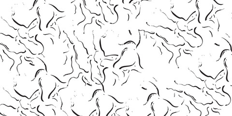 Minimalist black and white abstract pattern featuring chaotic hand-drawn squiggly lines.