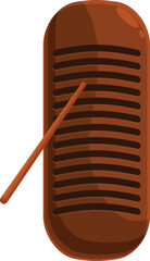 Guiro with stick isolated on white background, ready to be played, creating rhythmic sounds