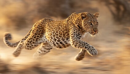 Fototapeta premium A leopard in motion