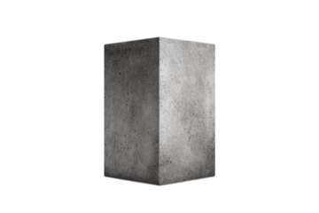 Concrete Rectangle Block or Podium on White Transparent Background