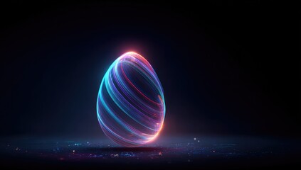 Abstract glowing egg on dark background