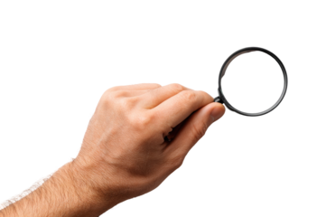 Close-up of a hand holding a magnifying glass