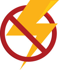Prohibition symbol crossing out a lightning bolt, emphasizing electrical hazard prevention and safety guidelines