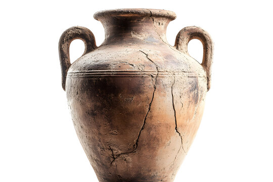 Ancient terracotta amphora artifact with textured surface for historical art and decor