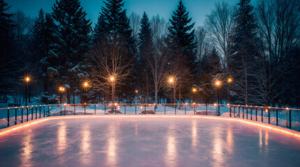 Naklejka premium Winter Ice Skating Rink Lights