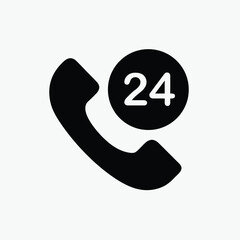 service 24h icon with phone icon	