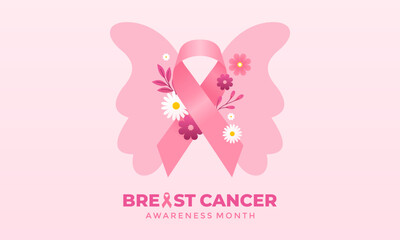 Breast Cancer Awareness Month Pink Ribbon Campaign Illustration