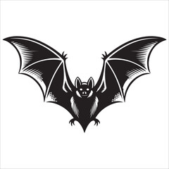 Bat Silhouette Vector Illustration: Dark Gothic Design Element,Dark,  Vintage Vector Halloween,,Graphic,Monochrome,Mysterious, and Stylized Design.