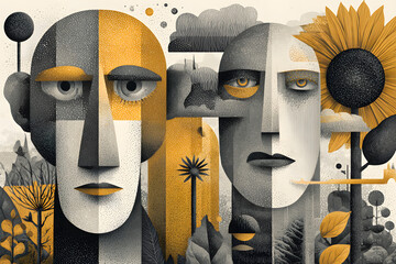 Social anxiety or social phobia concept abstract design