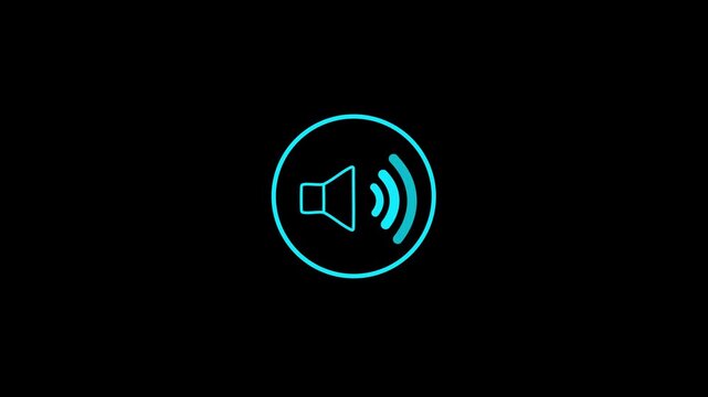 Icon of Sound on Isolated Background with Alpha Channel. Symbol of Audio technology, music, and sound. 4k Vector Animation of speaker volume logo 4k...
