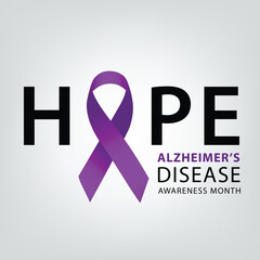 Purple ribbon. Alzheimers awareness. healthcare and medicine concept. Vector illustration.