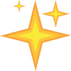 Three layered yellow stars are shining brightly against a clean white backdrop
