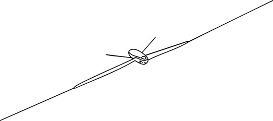 Glider Aircraft Soaring with Long Wingspan in Clear Sky Vector Illustration 