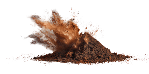 Explosive eruption of brown material