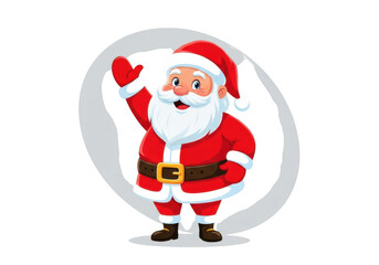 Cheerful santa claus cartoon character waving his hand, a festive illustration for christmas and new year celebration isolated on transparent background