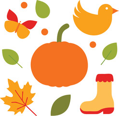 Hello Autumn Vector Aesthetic Illustration