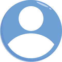 Glossy blue user profile icon symbolizing online presence, account access, and personal data