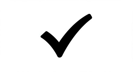 A bold black checkmark on a white background.