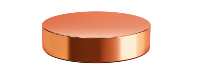 Circular, copper-toned, solid disc.  Smooth, polished surface