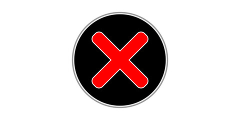 Obraz premium Red Cross Error Icon in Black Circle
