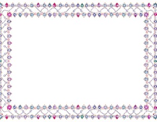 Ornate, colorful gemstone border