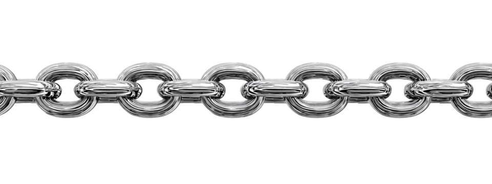 Close-up of a metal chain.  Links are circular, with connecting bars