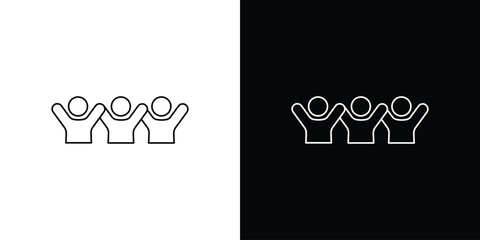 Three People Celebrating Together, Isolated on White and Black Backgrounds