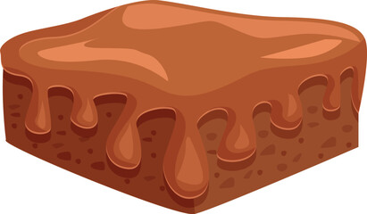 Sweet and tempting brownie cake with dripping caramel topping, perfect for satisfying sugar cravings