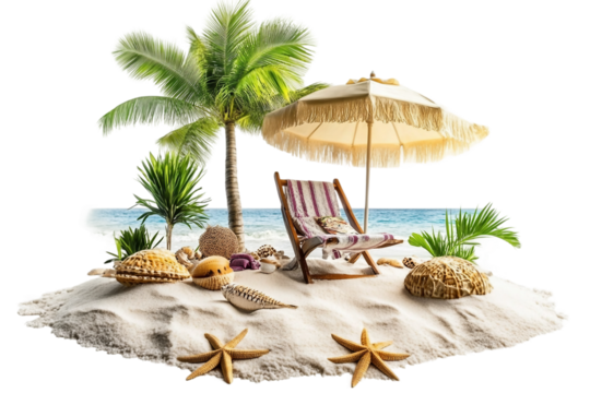 Paradise beach holiday isolated on transparent background