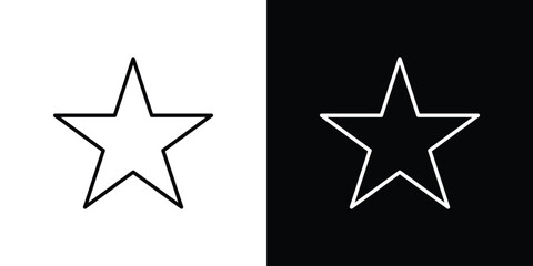 Five Pointed Star Icon in Two Variations Isolated on White and Black Backgrounds