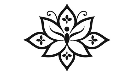 Black Line Art Mandala Butterfly Floral Design black and white