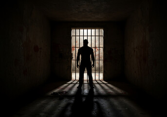 Prisoner Silhouette Bloody Jail Cell