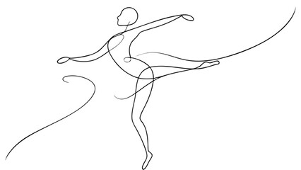 Single Line Drawing Ballerina Mid Spin Elegant Pose