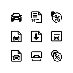 Set of car related icons for automotive industry and services