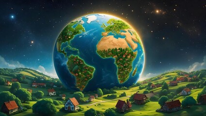 Planet Earth in Space | Globe and World Concept Art