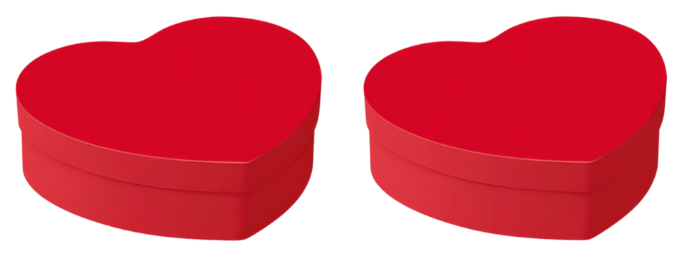 Two red heart-shaped gift boxes (2)
