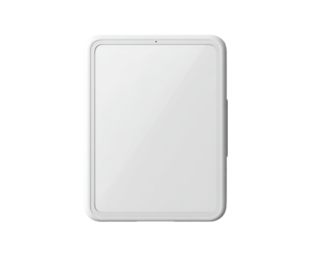 White rectangular device, possibly a tablet or smart display, with a subtle border