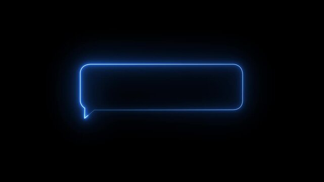 glowing neon speech bubble icon animation on black background. chat messages communication highlights social media and interactive. 4k motion video.
