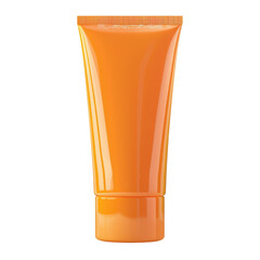 Bright orange cosmetic tube for lotion, cream, or sunscreen