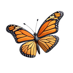 Fototapeta premium Monarch butterfly perched with outstretched wings showcasing vibrant orange and black patterns in a natural setting during daylight hours